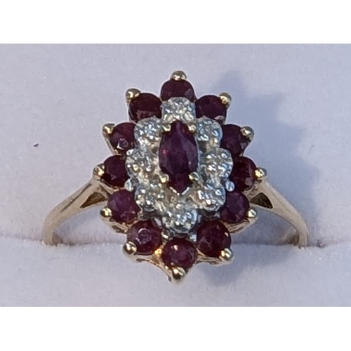 703 - A Ruby And Diamond 9ct Gold Ring. Size Q/r. Total Weight 2.4gms