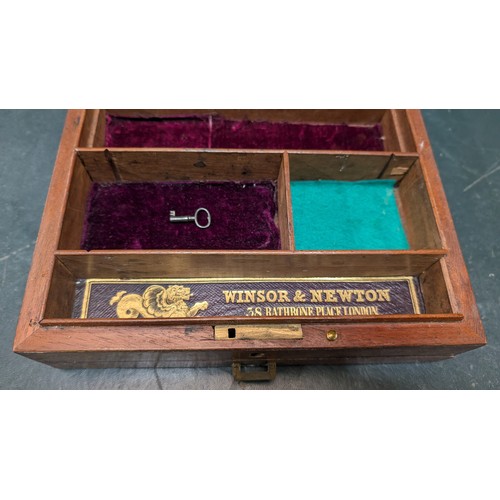 668 - Antique English Winsor & Newton Artists Paintbox Circa 1885.  Made from Mahogany with Flush Brass Ca... 