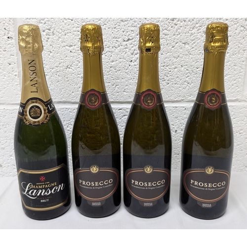 757 - A Bottle Of Lanson Black Label Champagne and 3 x Processo