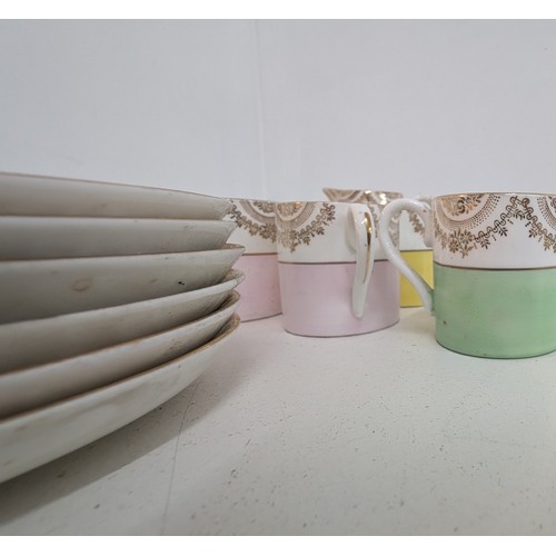 536 - A Set of Demitasse Cups and Saucers in Pastel Colours with Gold \Design - Made in China. 5 x Cups an... 