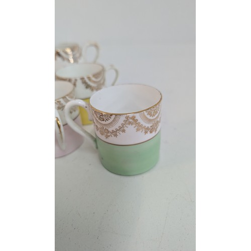 536 - A Set of Demitasse Cups and Saucers in Pastel Colours with Gold \Design - Made in China. 5 x Cups an... 