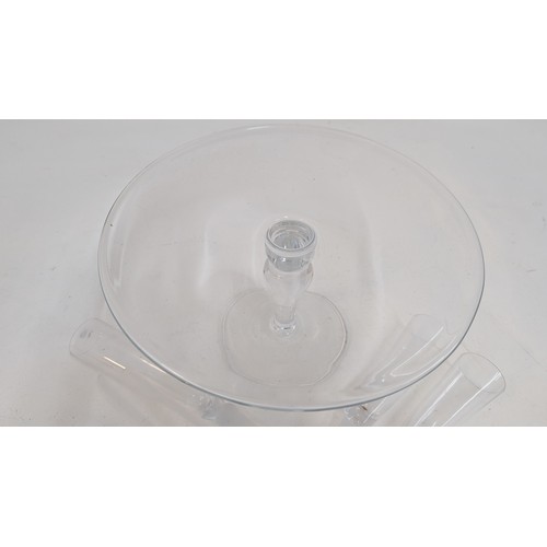 535 - Glass Cake Stand and 6 x Champagne Flutes on Stems ( you have to drink as they will not stand withou... 