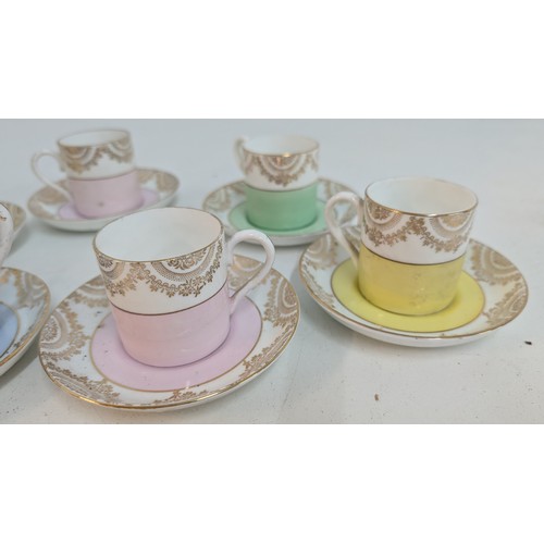 536 - A Set of Demitasse Cups and Saucers in Pastel Colours with Gold \Design - Made in China. 5 x Cups an... 