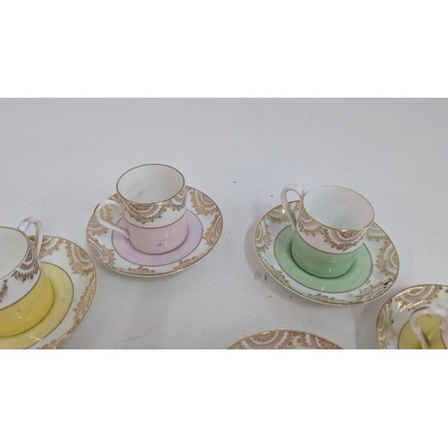 536 - A Set of Demitasse Cups and Saucers in Pastel Colours with Gold \Design - Made in China. 5 x Cups an... 