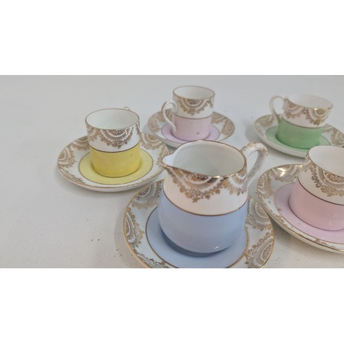 536 - A Set of Demitasse Cups and Saucers in Pastel Colours with Gold \Design - Made in China. 5 x Cups an... 