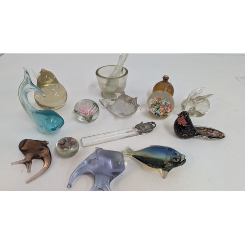 539 - A Selection of Vintage Glass Ornaments, Paperweights etc.