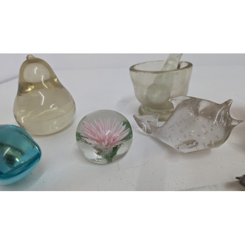 539 - A Selection of Vintage Glass Ornaments, Paperweights etc.