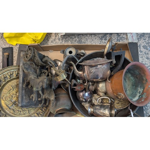 542 - A Glory Box of Pewter, Silverplate, Brassware etc.