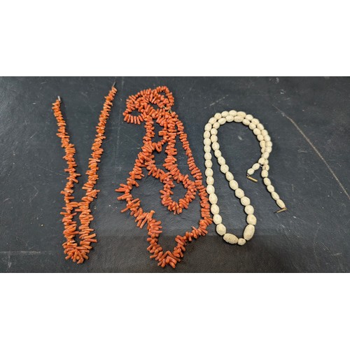 728B - An Assortment Of Coral Necklaces And Jewellery