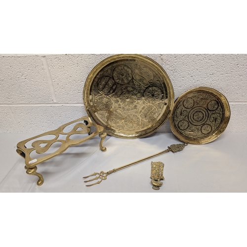 666 - .A Brass Trivet and Trays etc.