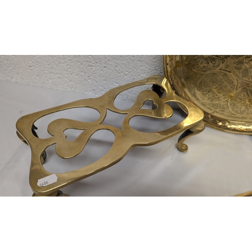 666 - .A Brass Trivet and Trays etc.