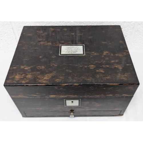 608 - A Cormondal Sewing Box Presented to Mils Smith 1860, 30.5cm x 17cm x 23cm