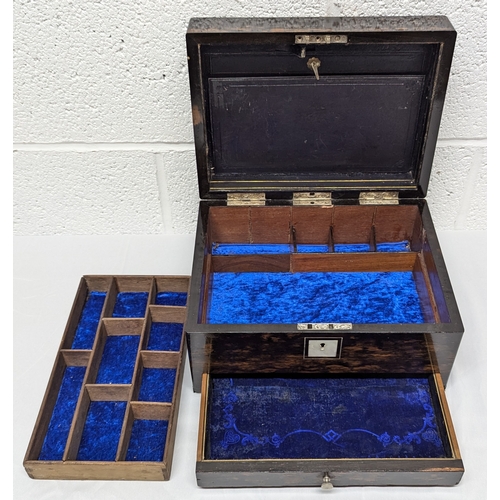 608 - A Cormondal Sewing Box Presented to Mils Smith 1860, 30.5cm x 17cm x 23cm