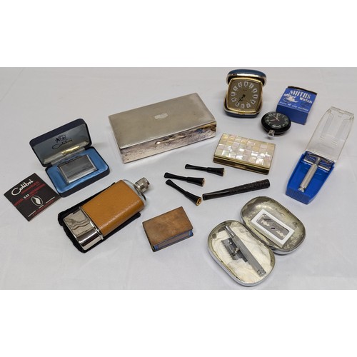 662 - A Collection Of Oddments, Cigarette Cases, Calibri Lighter , Smiths Motor Watch Etc.