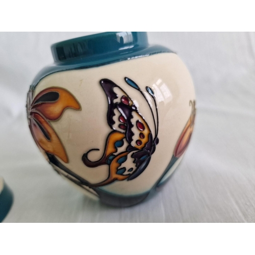 10 - Moorcroft Trial Ginger Jar with Cover, Decorated in Flowers and Butterfly, Signed to Base, with 'Moo... 