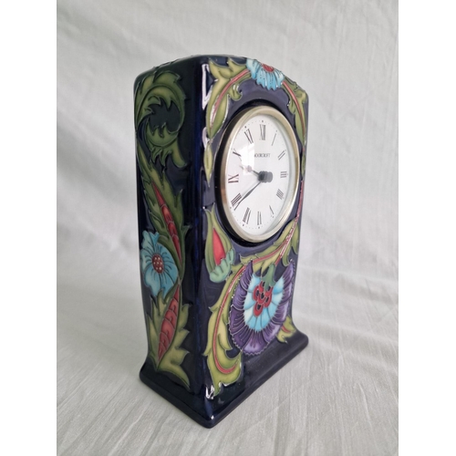 23 - Moorcroft Clock, Stamped and Numbered to Base 2/4, (Shape CL1), with Original Box (H: 16cm)