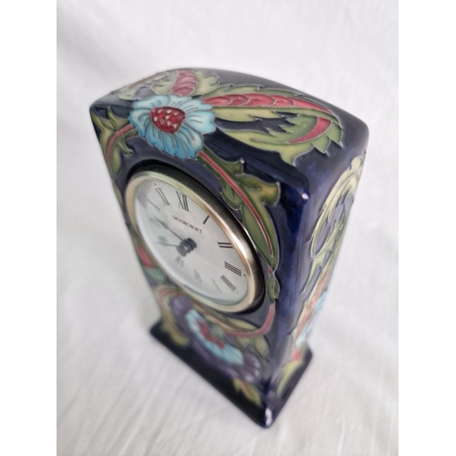 23 - Moorcroft Clock, Stamped and Numbered to Base 2/4, (Shape CL1), with Original Box (H: 16cm)