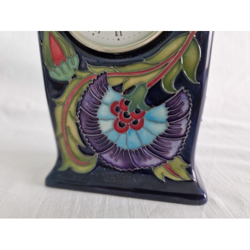 23 - Moorcroft Clock, Stamped and Numbered to Base 2/4, (Shape CL1), with Original Box (H: 16cm)