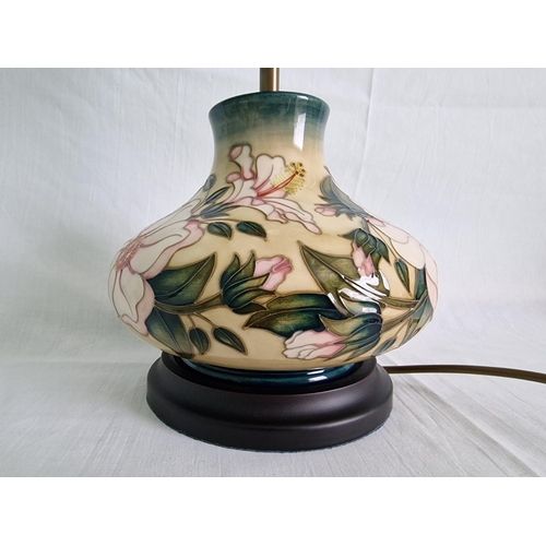 44 - Moorcroft 'Hibiscus Moon' Table Lamp, Shape 32/8, Designed by Sian Leeper, with Stamped Felt Base on... 