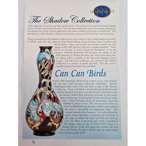 7 - Moorcroft ‘Can-Can Birds’ Vase From 'The Shadow Collection', Designed by Kerry Goodwin, Limited Numb... 