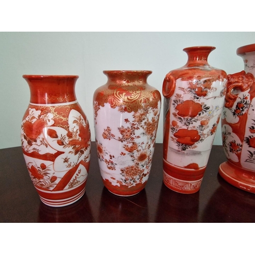 80 - Collection of Antique Japanese Kutani Porcelain from the Meiji period; Assorted Vases and Lidded Urn... 