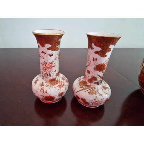 81 - Collection of Antique Japanese Kutani Porcelain from the Meiji period; Pair of Vases, Pair of 3-Foot... 