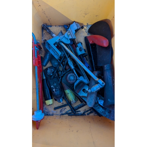 1483 - ..Box of Tools Inc. Saws. Sockets and Metal Items etc.