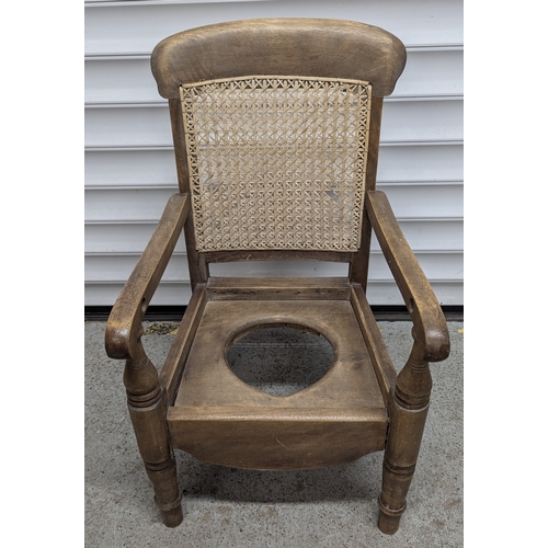 762 - ..An Antique Child Commode Chair And Cushion - 62cm High