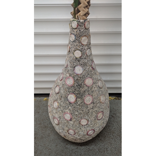 1036 - .Vase Made From Rolled Paper And Contents - 68 x 38cm