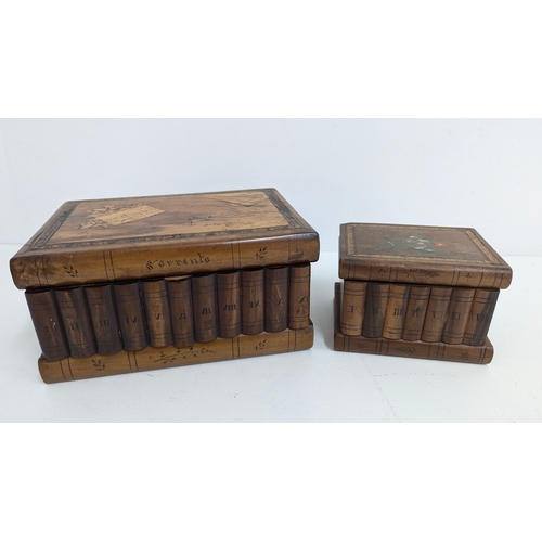 1149 - .An Antique Sorrento Ware  Pair of Marquetry Jewellery Puzzle Boxes ( Keys present but do not appear... 