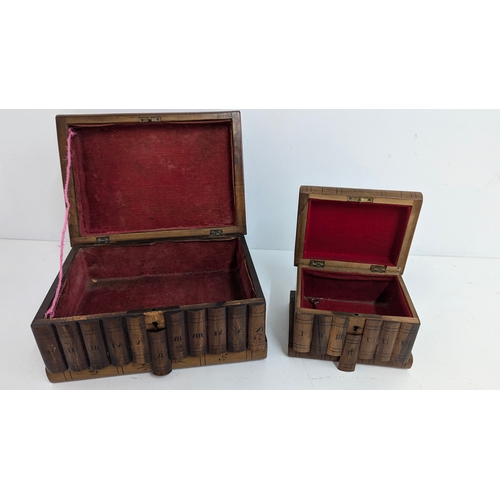 1149 - .An Antique Sorrento Ware  Pair of Marquetry Jewellery Puzzle Boxes ( Keys present but do not appear... 