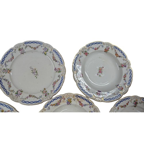 1187 - .Antique Grindley Plate & 6 Bowls ( one bowl cracked).  No Visible Cracks or Chips on others