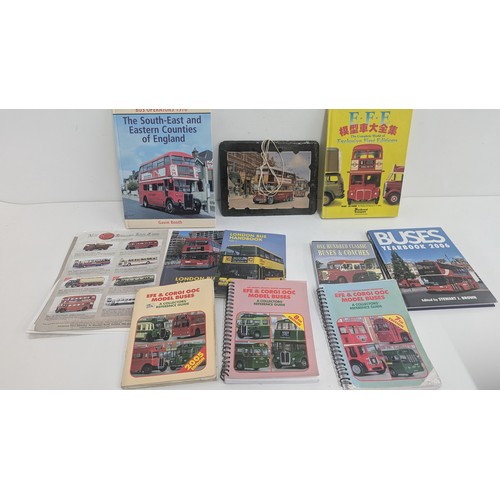 1054 - A Selection of Model Bus Reference Books and a Slate Bus Picture.