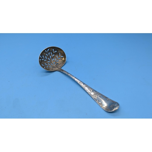 11 - A Georgian Hallmarked Silver Sugar Sifter Spoon (47 gms) Believed to be Benjamin Bickerton (Hallmark... 