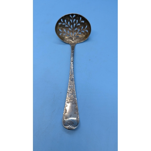 11 - A Georgian Hallmarked Silver Sugar Sifter Spoon (47 gms) Believed to be Benjamin Bickerton (Hallmark... 