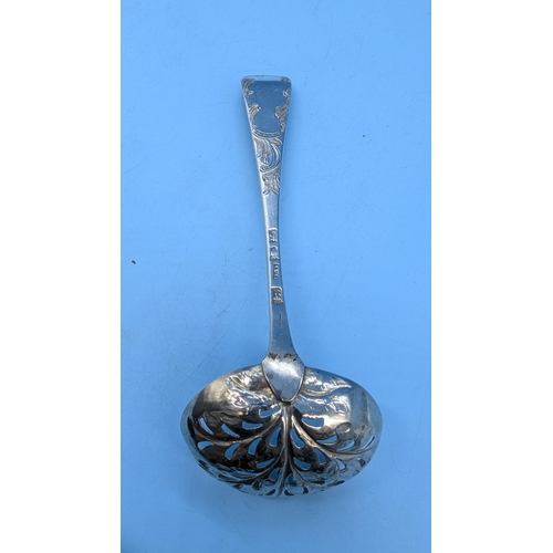 11 - A Georgian Hallmarked Silver Sugar Sifter Spoon (47 gms) Believed to be Benjamin Bickerton (Hallmark... 