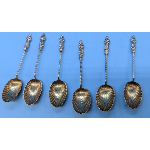 27 - A set of 6 x Hallmarked Silver Apostle Spoons