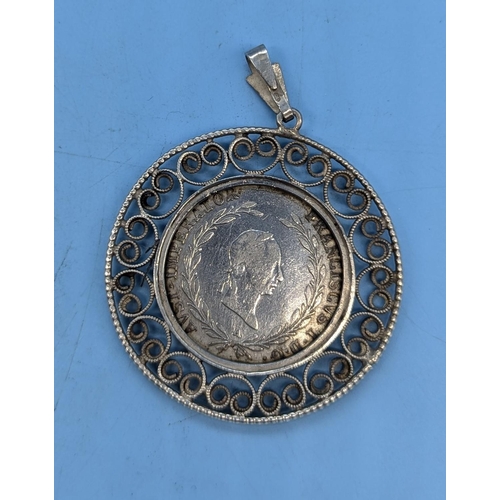 643 - An 1827 Silver Austrian 20 Kreuzer Francis II Coin in Silver Pendant Mount