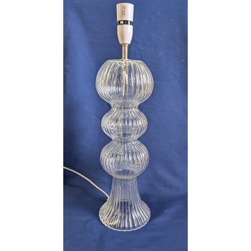 737 - A Large Clear Transparent Glass White Company Lamp approx. 40cm Tall