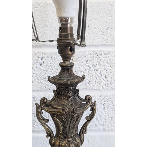 741 - Antique French Bronze and Marble Cherub Table Lamp approx. 47cm High, 23cm Wide and 17cm Deep .  In ... 