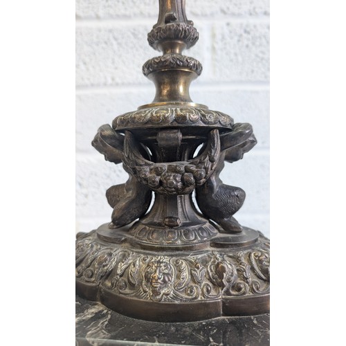 741 - Antique French Bronze and Marble Cherub Table Lamp approx. 47cm High, 23cm Wide and 17cm Deep .  In ... 