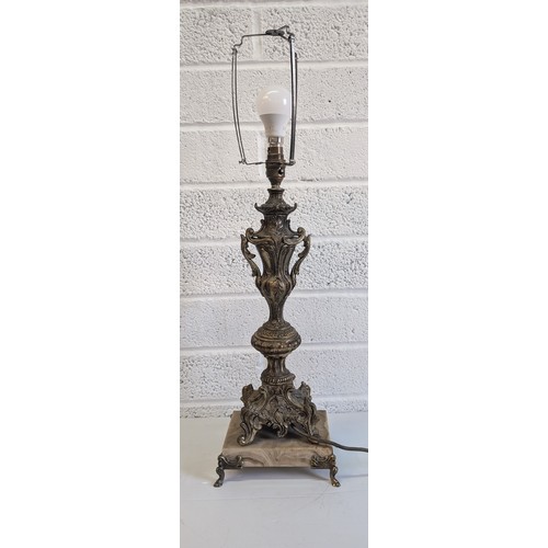 741 - Antique French Bronze and Marble Cherub Table Lamp approx. 47cm High, 23cm Wide and 17cm Deep .  In ... 