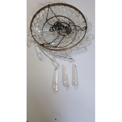 866 - Vintage Crystal Chandelier In Good Condition