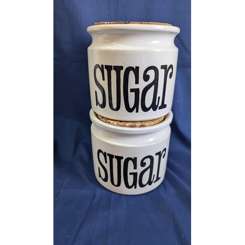 872 - T G Green Ltd Made In England pottery Storage Jars - Sugar, Flour, Coffee and Tea x 7