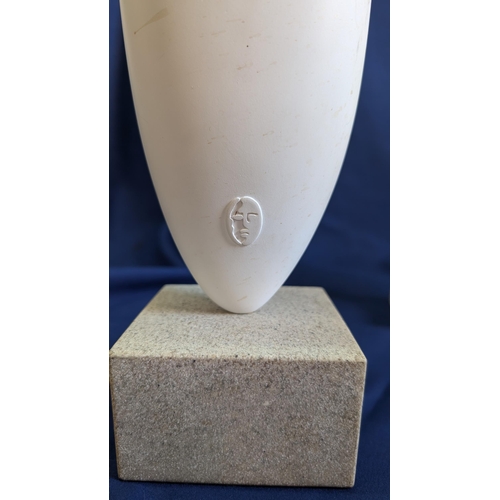 911 - Modern Alabaster Sculpture on Base with Makers Mark 38cm Tall from Base to Top.  Plus a Cycladic Hea... 