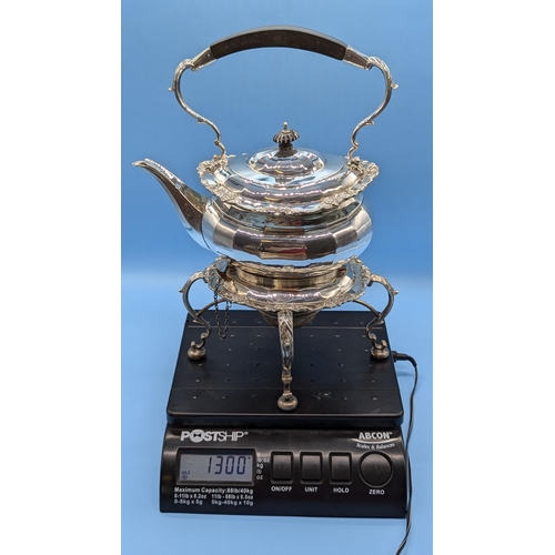 5 - A Good Quality Silver Spirit Kettle by George Nathan & Ridley Hayes 1903, 1300 Grams Total Weight