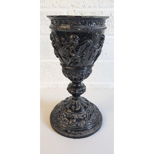 706 - A Large Vintage Cast Metal Painted Cherub Chalice/ Goblet with Makers Mark to Base . 32cm High, Rim ... 