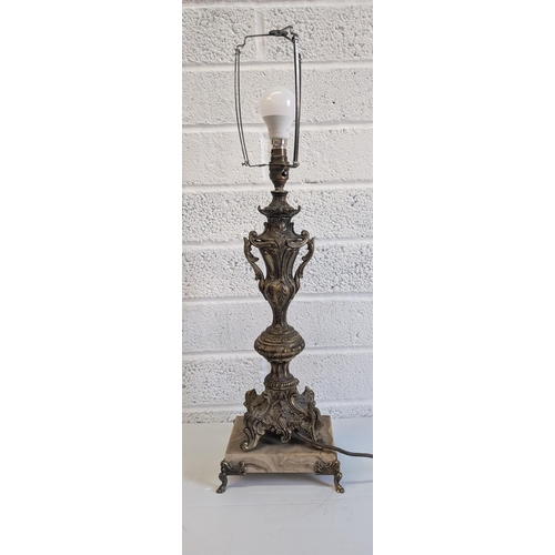 744 - Antique Brass and Marble Table Lamp Ornate Ormolu Design apprpx 40cm High, 19cm Wide and 13cm Wide -... 