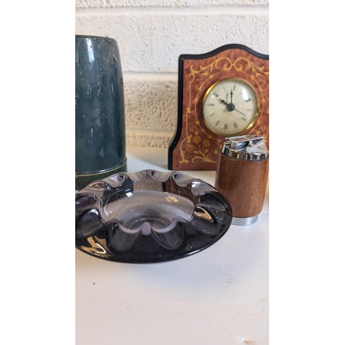 913 - An Eclectic Mix of Items inc A Very Large Pottery Tankard, Owl Tea Light, 2 x Table Lighters and a C... 