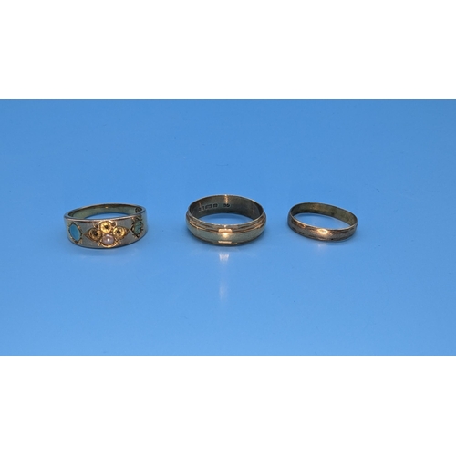 658 - 3x 9ct Gold Rings - 9.8gms